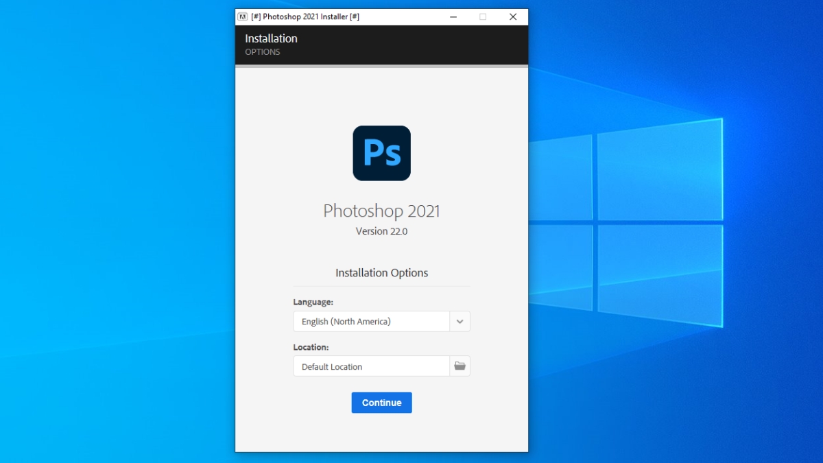 Chọn ngôn ngữ đường dẫn lưu trữ cài đặt Adobe Photoshop 2021