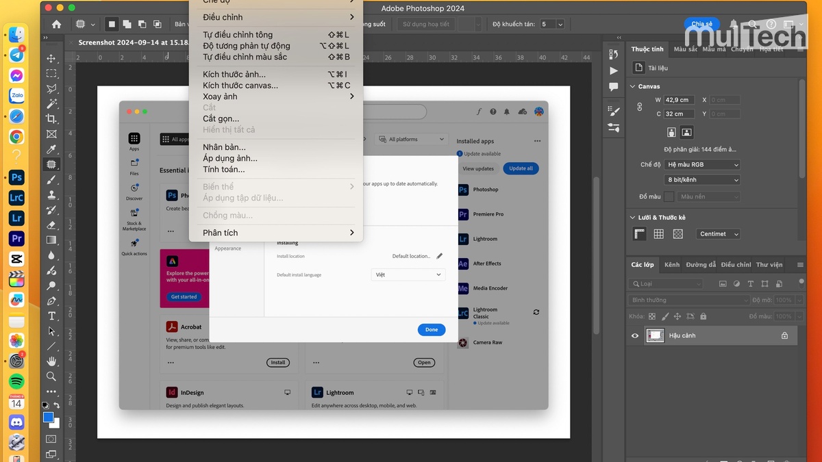 Giao diện tiếng Việt trong Adobe Photoshop
