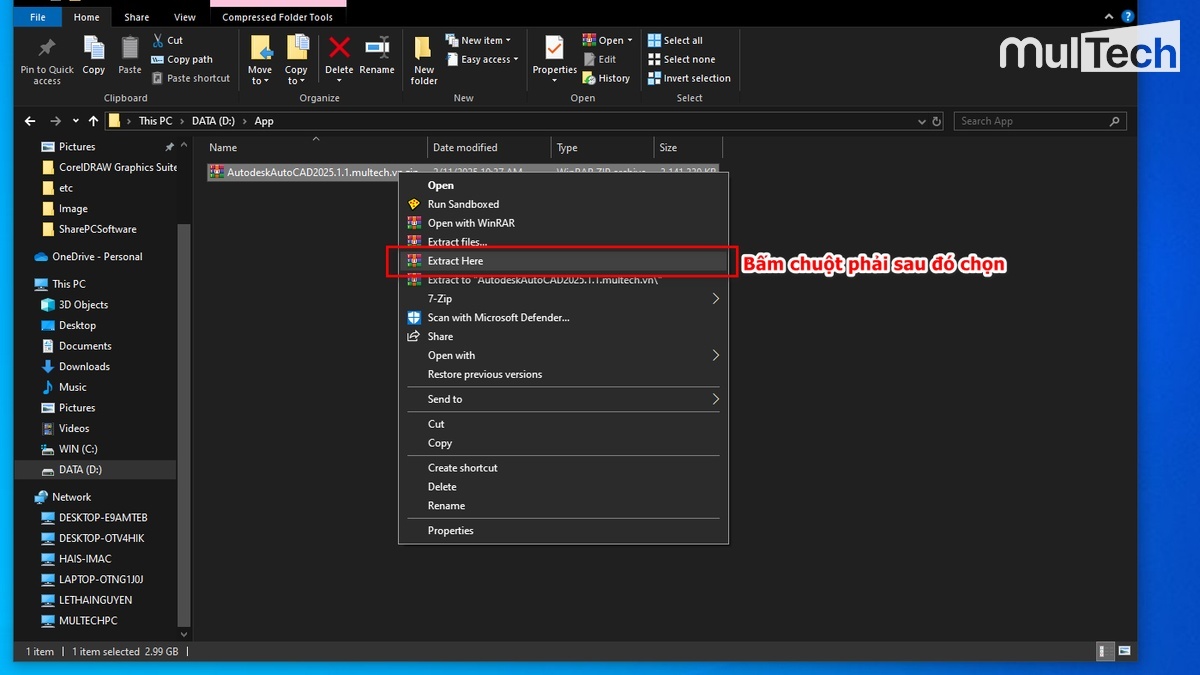 Giải nén file vừa download ra máy tính