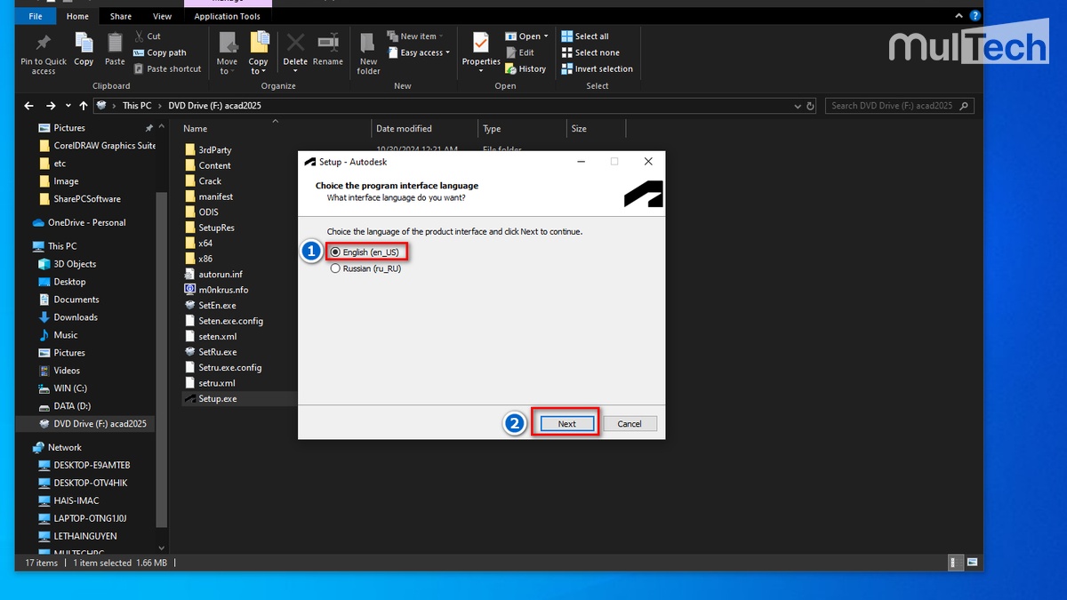 Chọn English (en_US) sau đó bấm Next