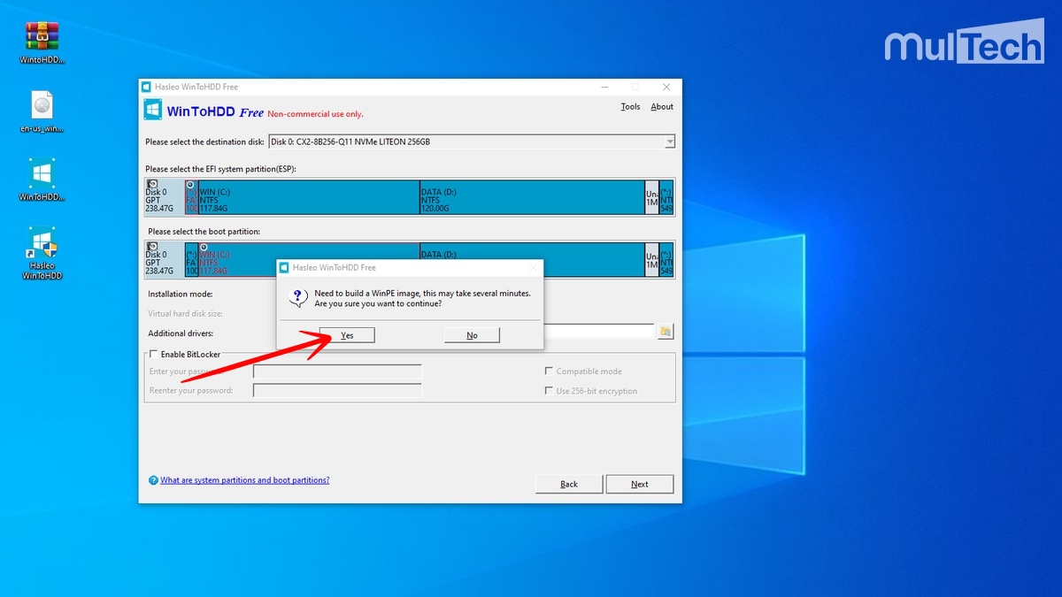 Nhấn Yes để đồng ý cài đặt WinPE