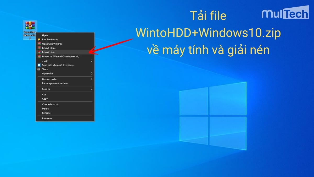 Tải file WintoHDD+Windows10.zip về máy tính và giải nén