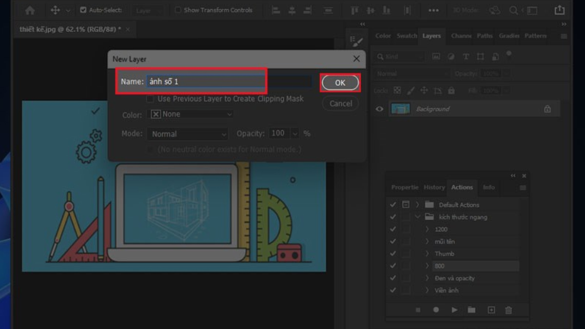 Đặt tên cho Layer mới