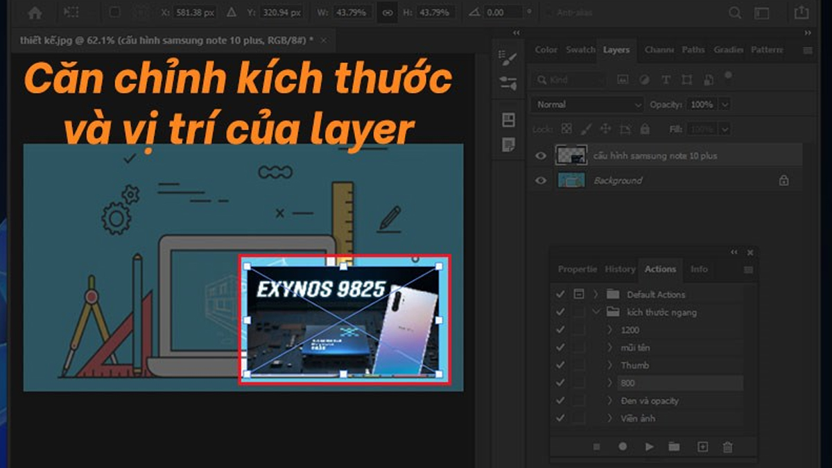 Căn chỉnh kích thước của ảnh vừa chèn