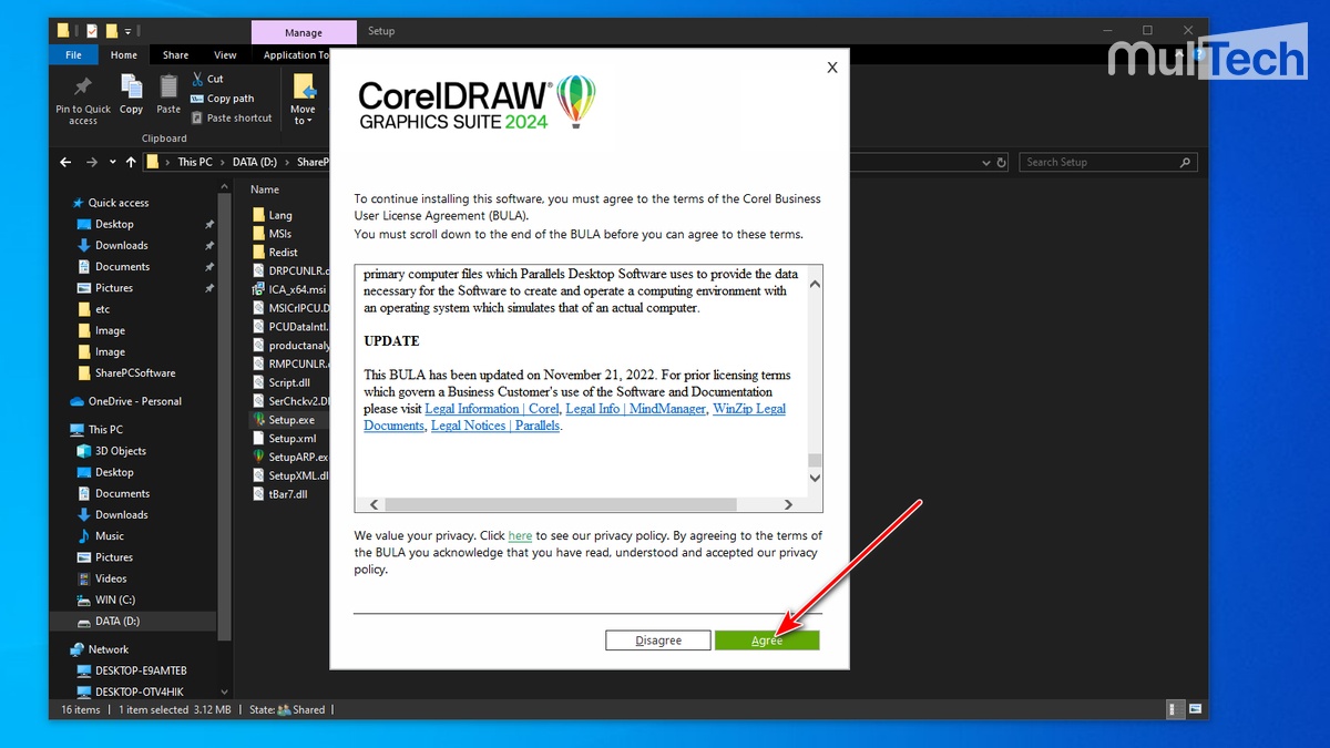 Bấm Agree để tiếp tục quá trình cài đặt