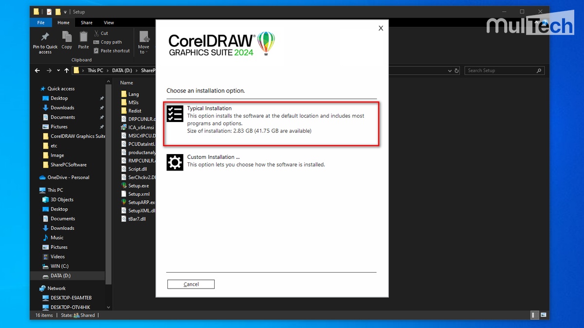 Chọn Typical Installation để cài đặt
