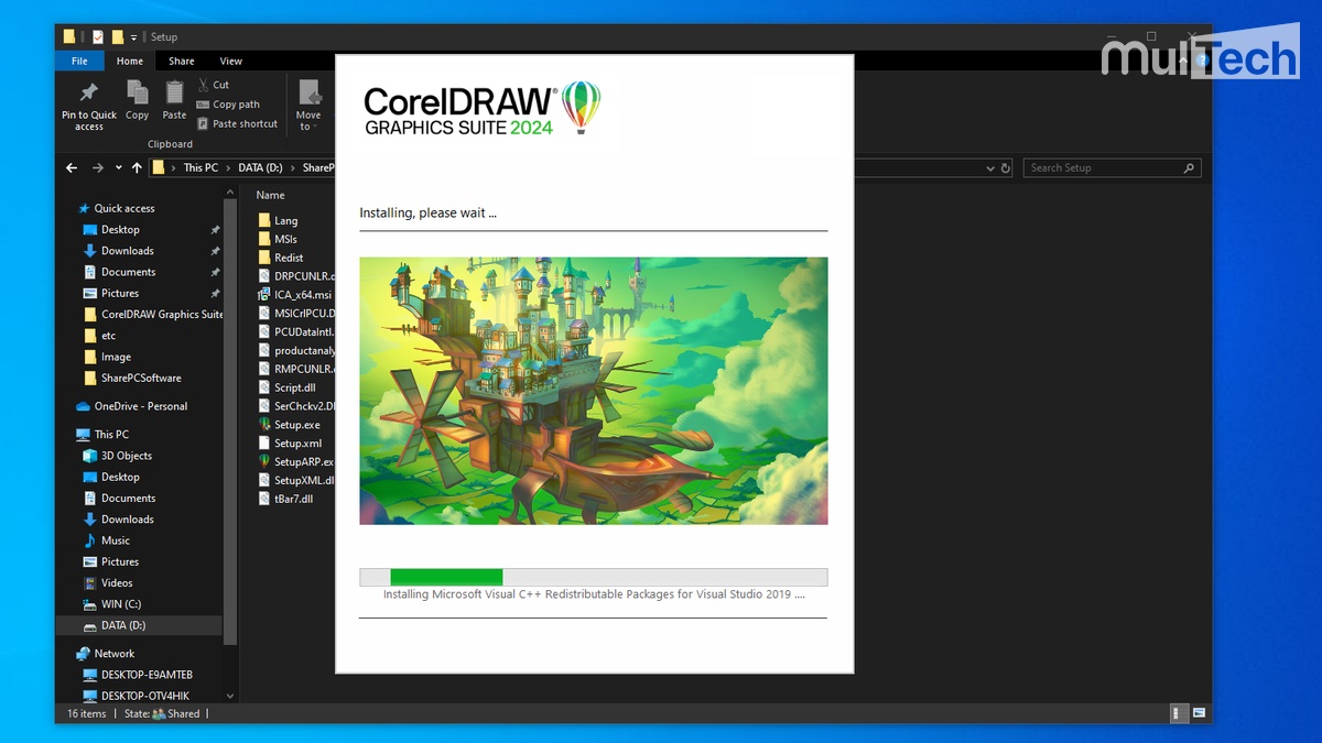 Chờ đợi quá trình cài đặt CorelDRAW Graphics Suite