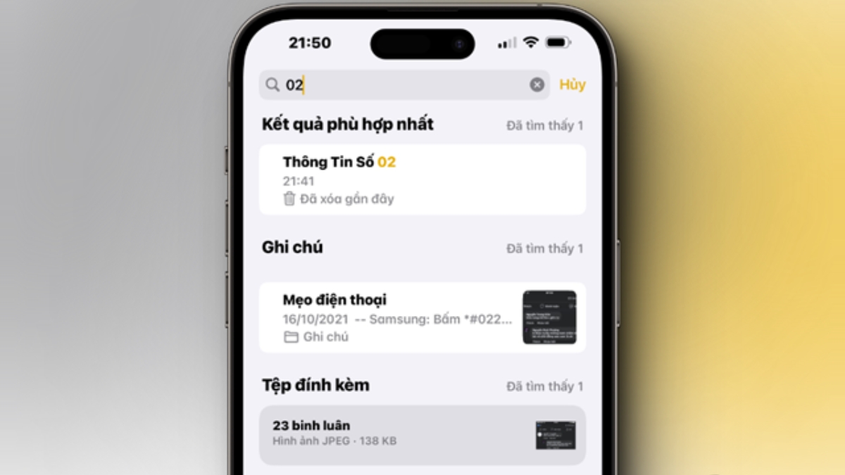 Nhập từ khóa hoặc tên liên quan đến ghi chú đã xóa