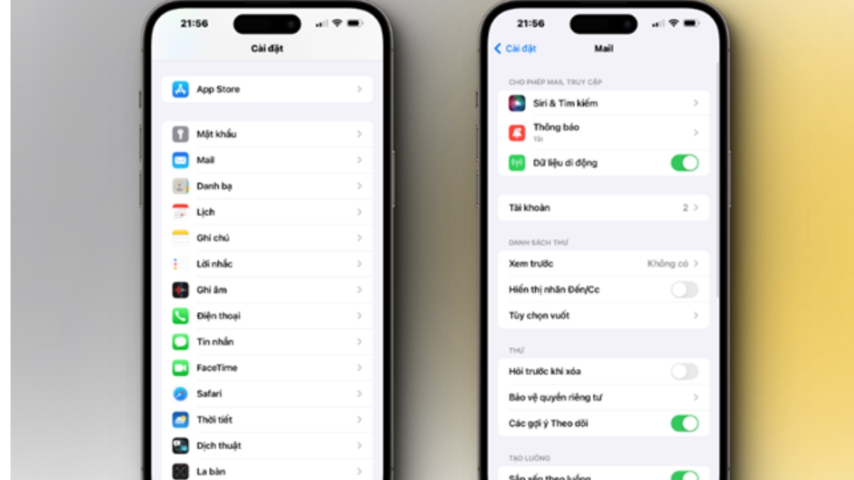 Khôi phục ghi chú với tài khoản Mail