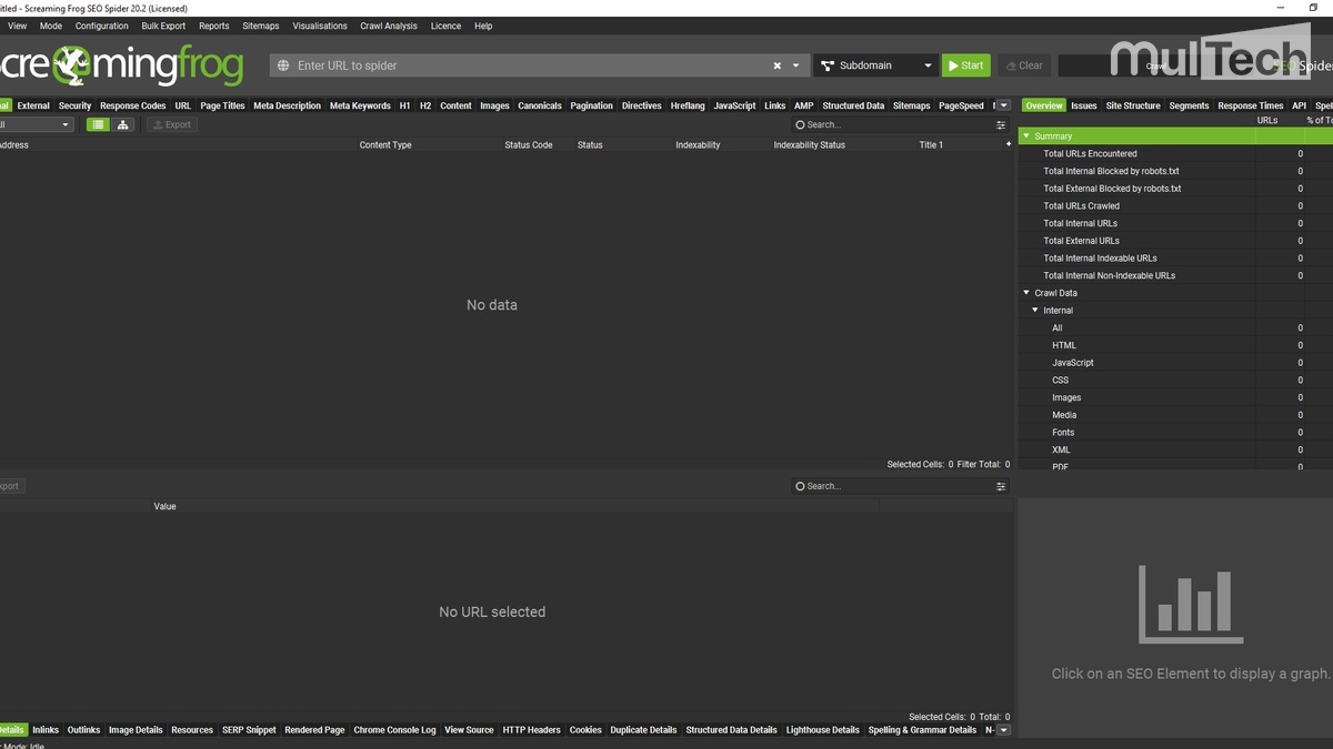 Giao diện Screaming Frog 20.2
