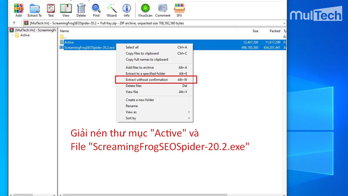 Giải nén thư mục "Active" và file "ScreamingFrogSEOSpider-20.2.exe"