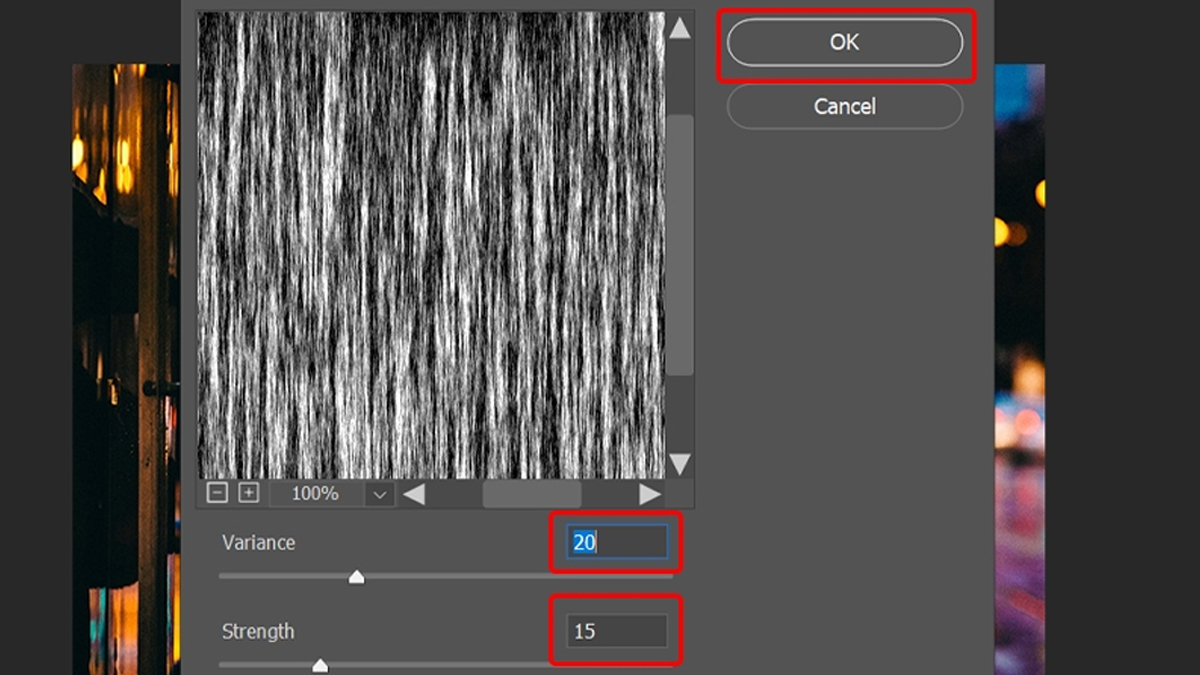 Điều chỉnh thông số Variance và Strength sao cho phù hợp