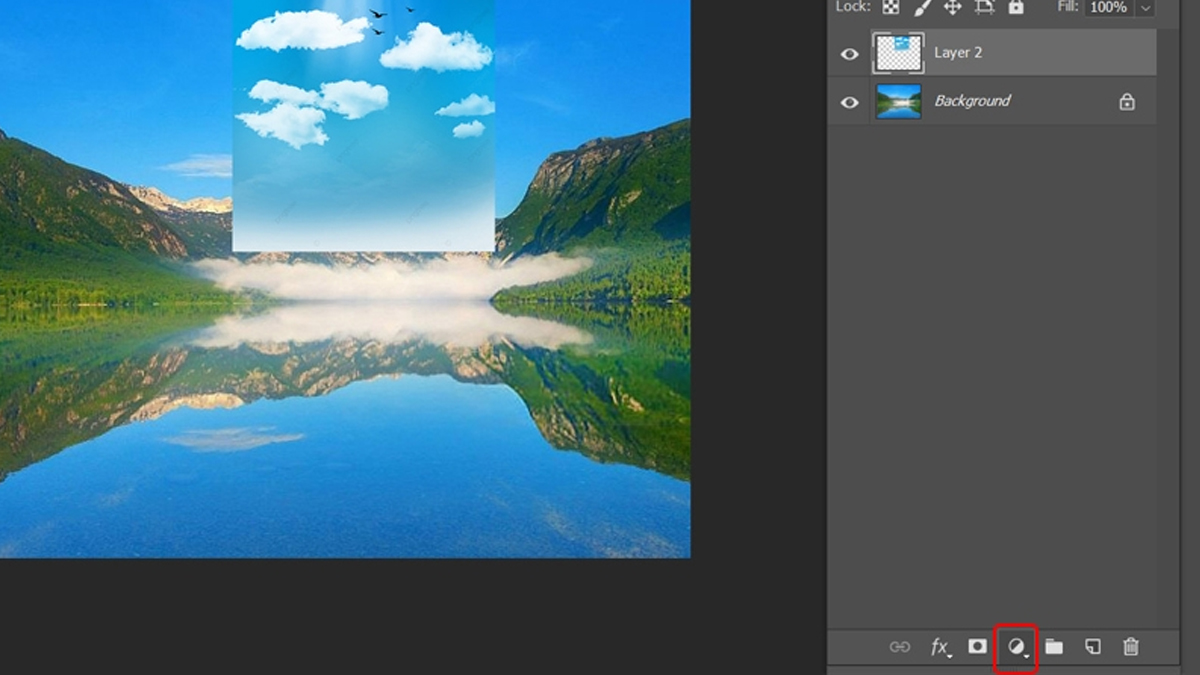 Layer đám mây Click chuột vào Create new fill or adjustment layer