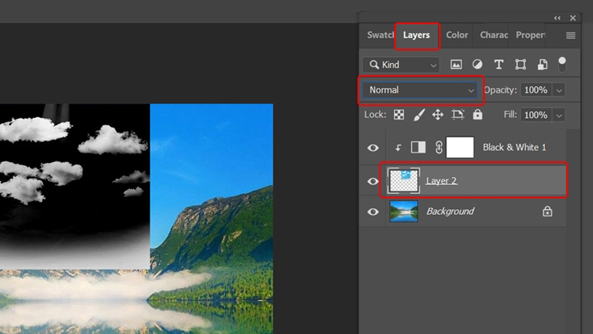 Chuyển sang tab Layer